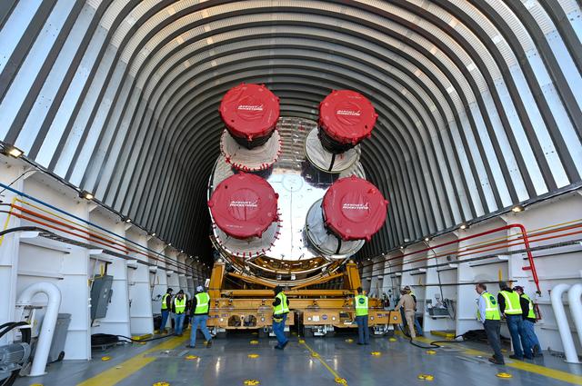 NASA image: NASA Moves First Artemis SLS Rocket Stage from NASA’s Factory to Barge